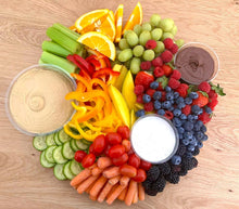 Load image into Gallery viewer, cheese platters, cheese board, edible gifts, gifts, gift platters, fruits, overwood, vegetarian baord