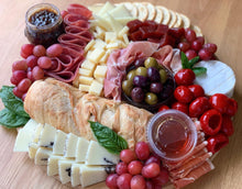 Load image into Gallery viewer, charcuterie board, charcuterie, prosciutto, serrano ham, cheese platter, cheese plate