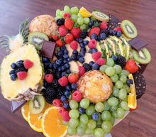 Load image into Gallery viewer, pineapple, berries, cakes, fruit platter, fresh fruits, fruit arrangements, gifts, edible gifts, grazing table
