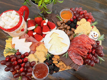 Load image into Gallery viewer, christmas food, christmas platter, edible gift, chocolate, salami, honey dipper, holiday platter, christmas board